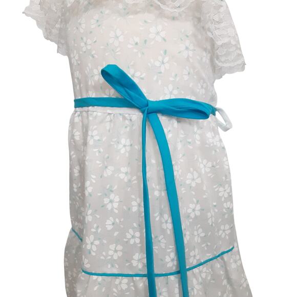 Vintage 80s Kids Tiered Prairie Dress Girls 10 Maxi Eyelet Lace Ruffle Baby Doll - Picture 3 of 9